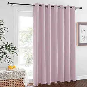 NICETOWN Room Darkening Baby Pink Curtains W100 x L84 for Sliding Door, Grommet Thermal Insulated Light Blocking Window Treatments for Bedroom/Living Room, 1 Panel