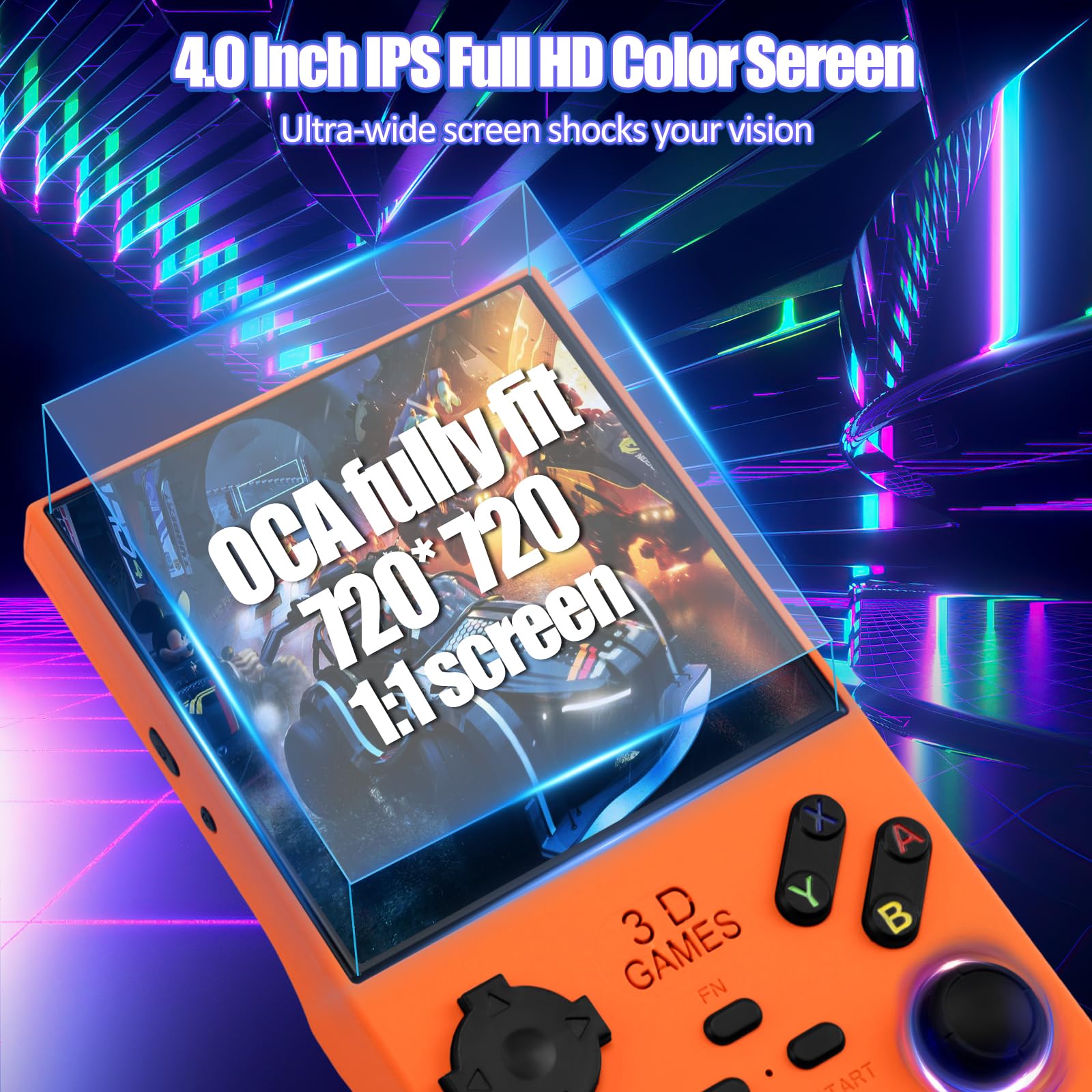 2025 Console di gioco portatile retrò V40 MAX con 256G integrato 20000+ giochi classici, schermo 4K HD IPS da 4,0 pollici sistema open source Linux, batteria da 4000 mAh, console portatile per