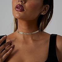 Vista 2 de Gargantilla satélite chapada en oro de 14 quilates, cadena de 3 cuentas azules, collar de cadena brillante con corazones abiertos, cadena