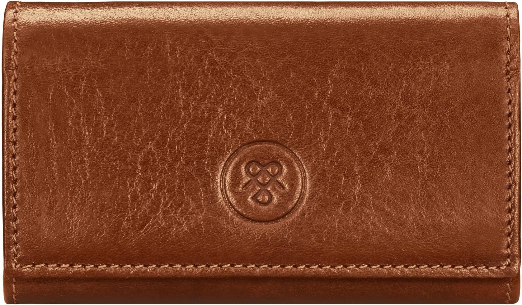 Maxwell Scott - Personalized Luxury Leather Key Case Wallet Holder with Hooks for Men - The Lapo - Chestnut Tan