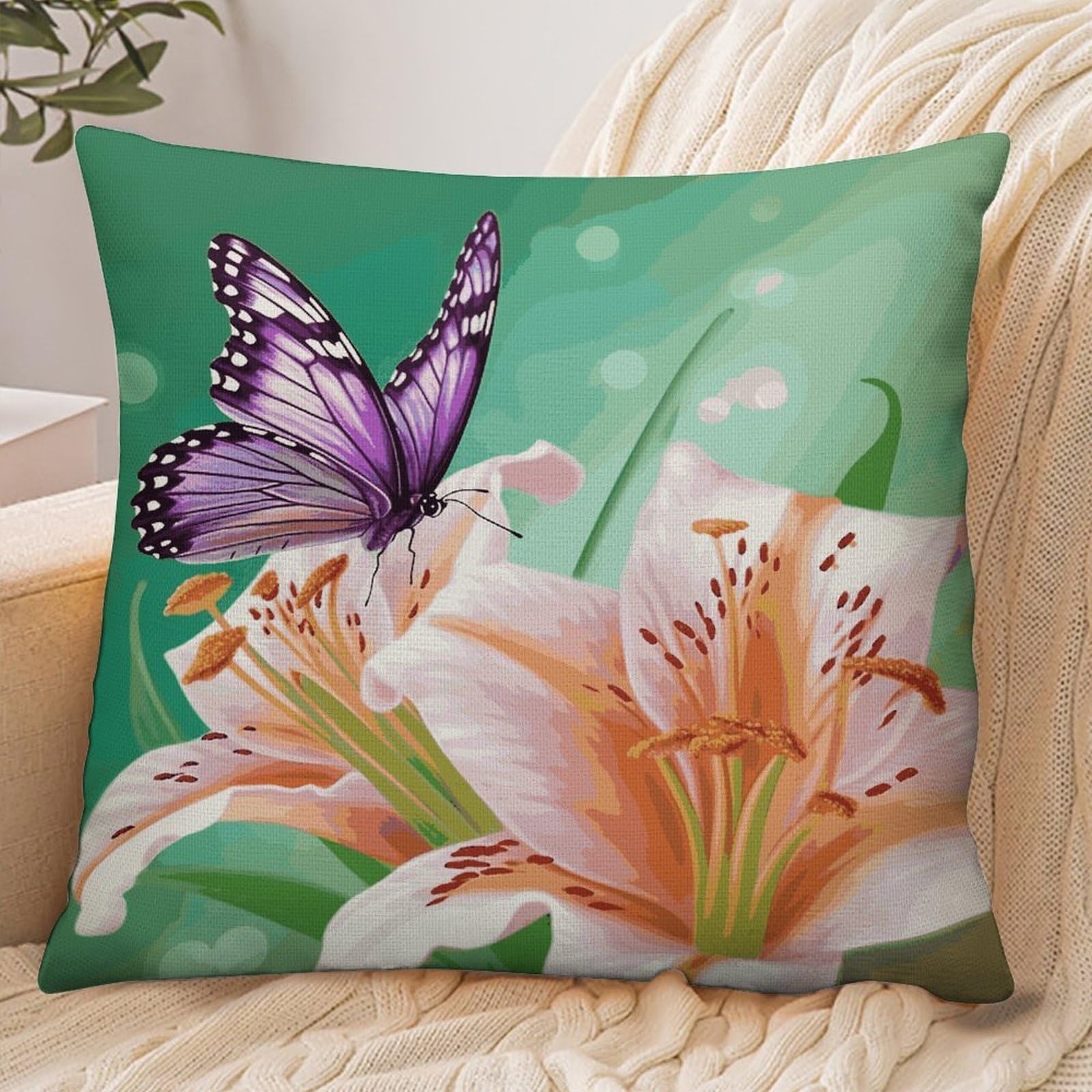 Fekiloot Style Lilies And Butterfly Pillowcase Pillow Sham Pillow Case