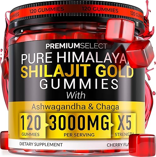 Shilajit - Gomitas para hombres de 3000 mg – 120 Shilajit de oro para hombres, gomitas sin azúcar con ácido fúlvico – Energía natural, vitalidad y