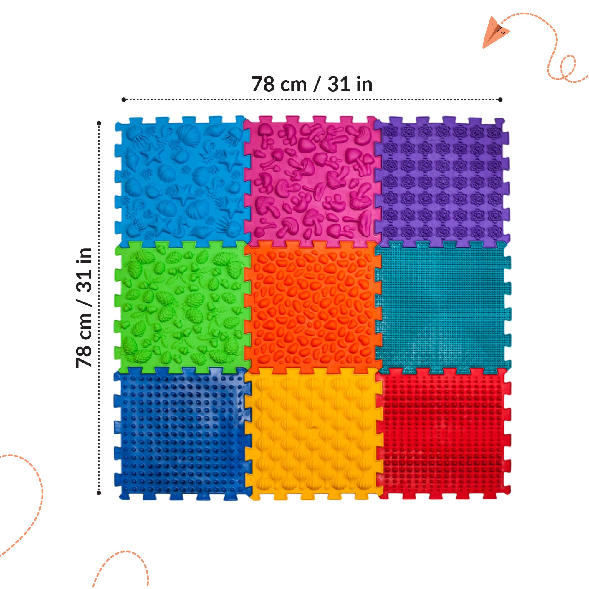Orthopädische Sensorische Boden Spielmatten für Kinder Super Mix 9 Puzzle Quadrat Waldweg