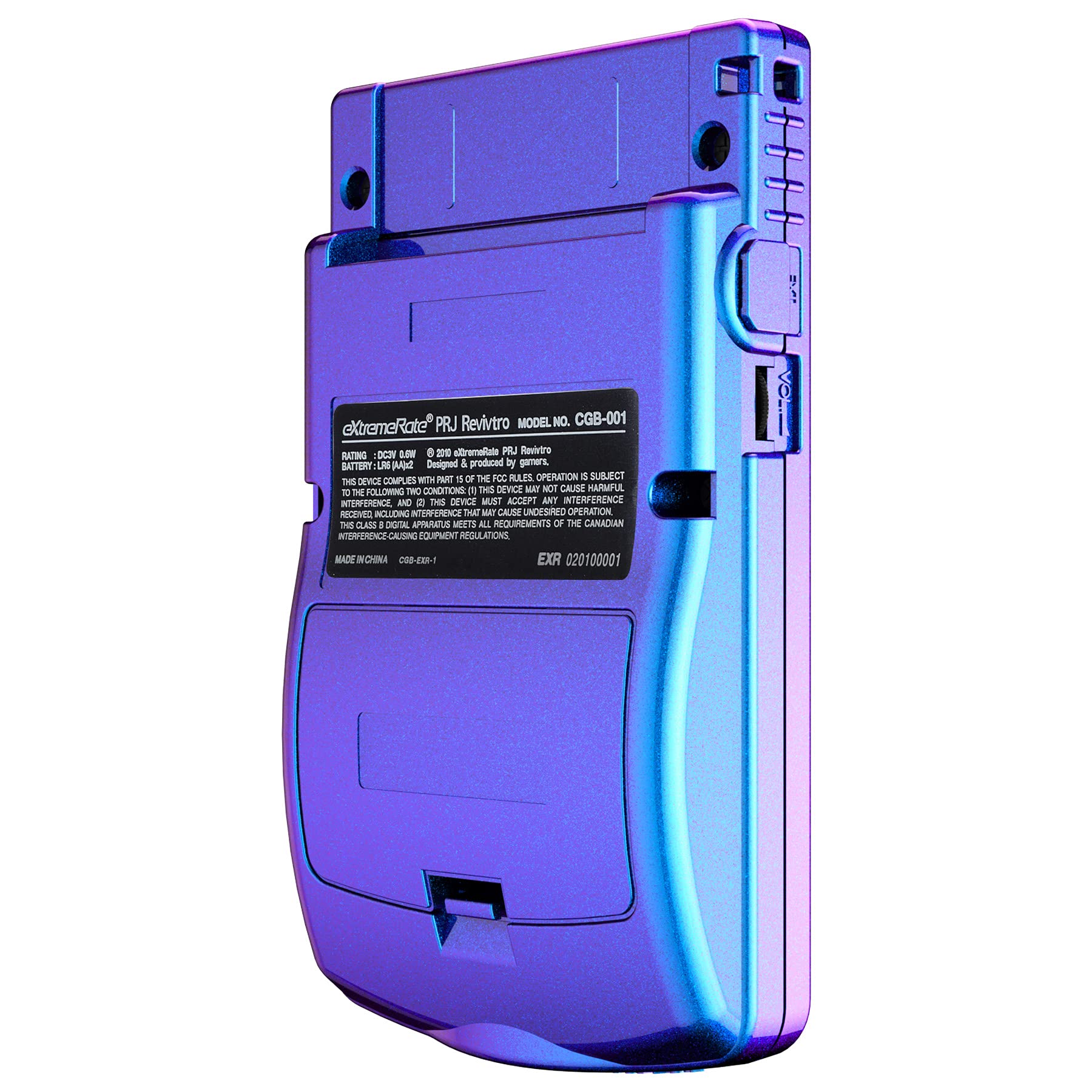eXtremeRate Coque de Remplacement avec Boutons pour Gameboy Color GBC, Compatible avec GBC OSD & Regular IPS & Standard LCD, Console et Écran IPS Non Incluse-Caméléon Violet Bleu