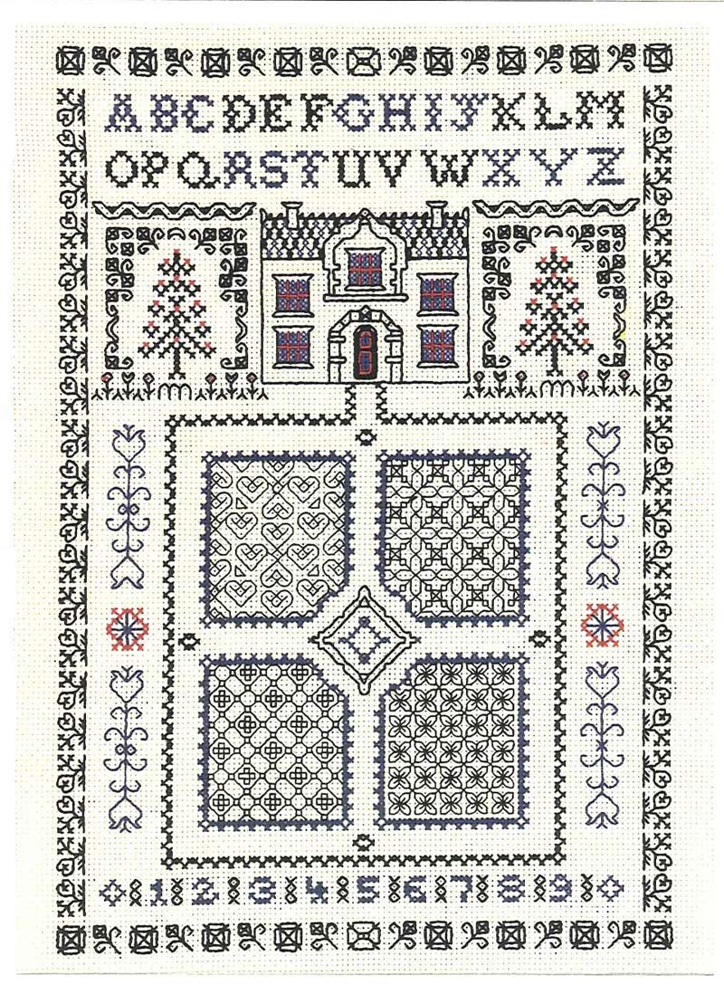 Lifetime Samplers Blackwork Garden Sampler - Complete Cross Stitch kit on 14 aida with Clear Colour Chart