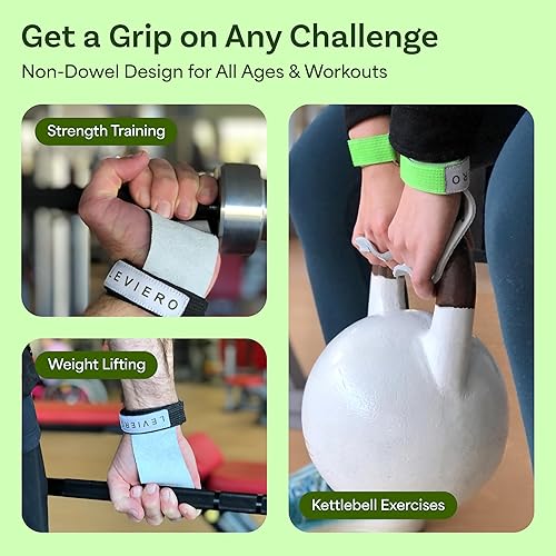 Miniatura 3 de Palmies - Agarres de gimnasia para gimnasia, agarres multiusos de cuero suave con agujeros ajustables para los dedos, levantamiento de pesas, pesas