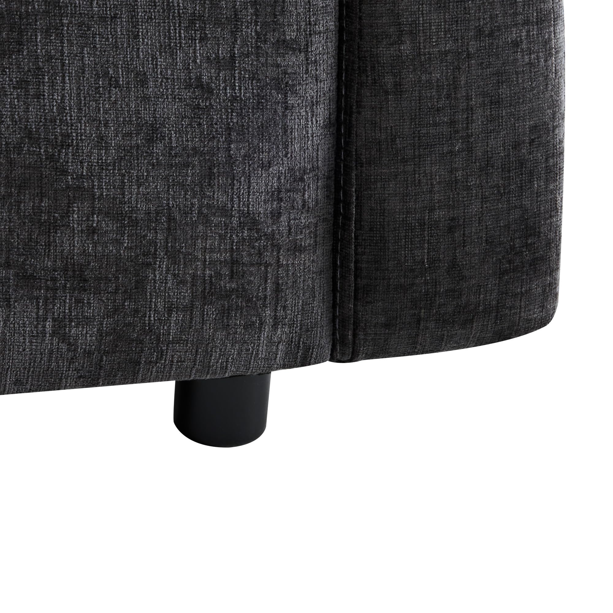 Azkoeesy Moderno divano angolare a forma di L con poggiapiedi, 3-4 posti, in ciniglia, con 4 cuscini, per soggiorno, 216 x 161 x 81 cm (grigio)