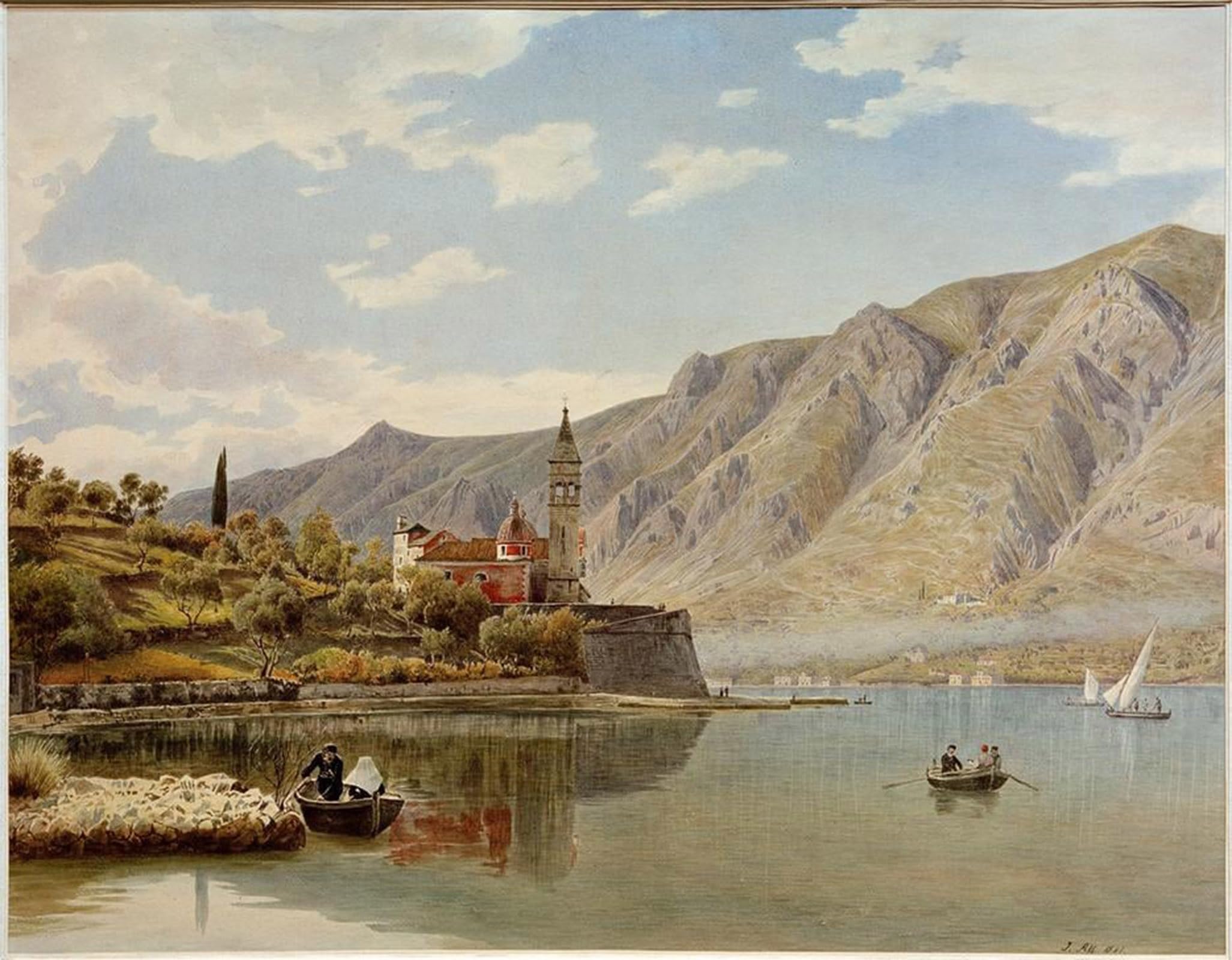ARTXLXXBN Famous Art Print Poster Vintage Wall Art Ansicht Von Dobrota Gegen Mula Bei Cattaro by Rudolf Von Alt Canvas Art Poster for Home Decor 60x90cm