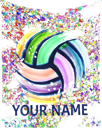 Manta de voleibol personalizada con nombre, manta deportiva de 30 x 40 pulgadas para adultos y niños, mantas coloridas de felpa suave para sofá y