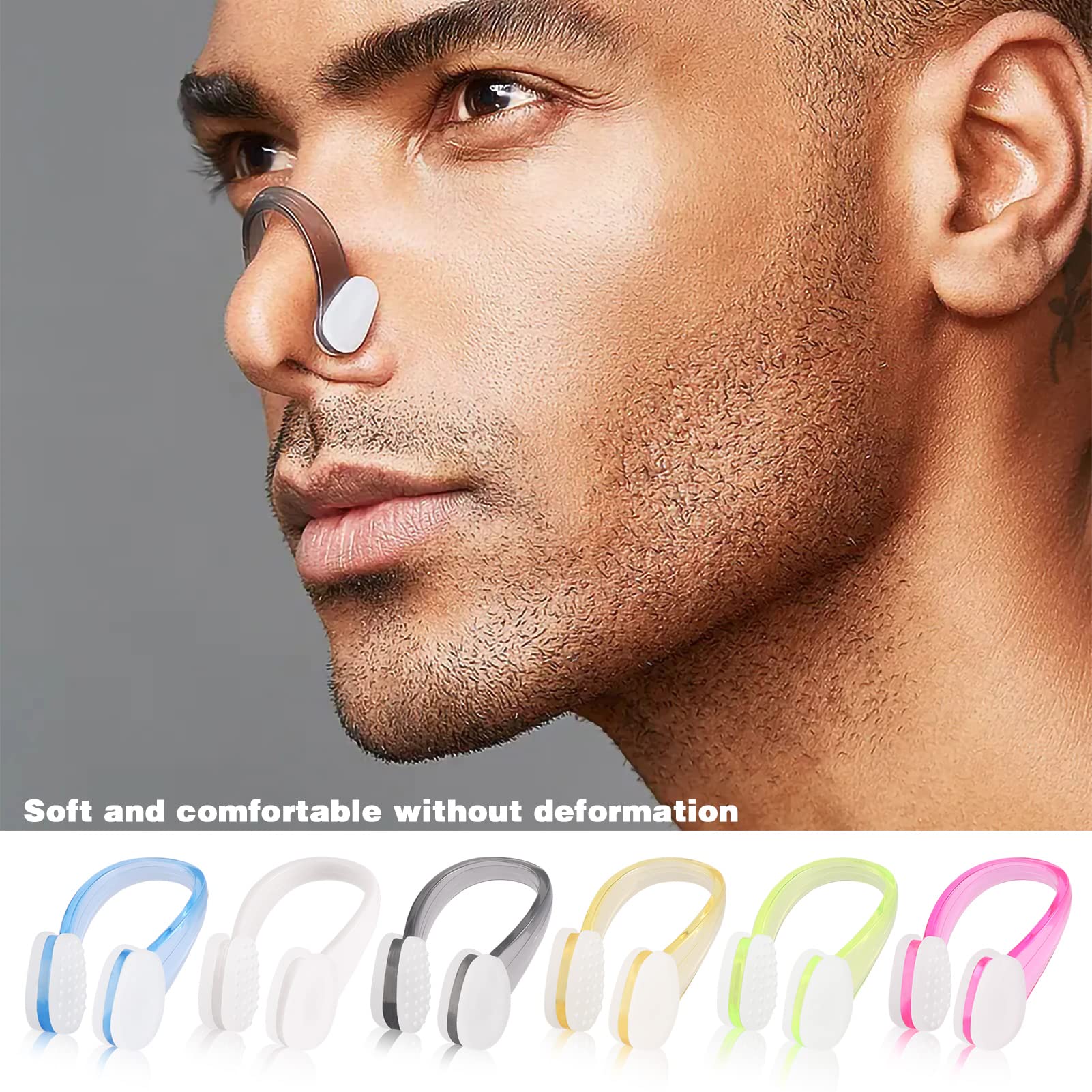 6 Pinces Nez + 6 Paires Bouchons D'oreilles Natation – Silicone, Ajustables, 6 Couleurs