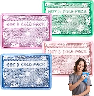 4-Pack Reusable Gel Ice Packs with Soft Plush Cover - Hot & Cold Therapy for Pain Relief, Injuries, Muscle Soreness - Soothing Comfort for Back, Knees, Shoulders (4 Colors)