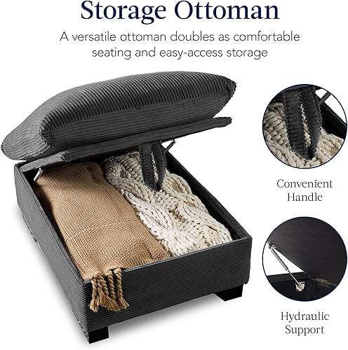 Miniatura 6 de Best Choice Products Sofá biplaza modular de 82 pulgadas con parte superior acolchada, sofá modular de asiento profundo con otomana de