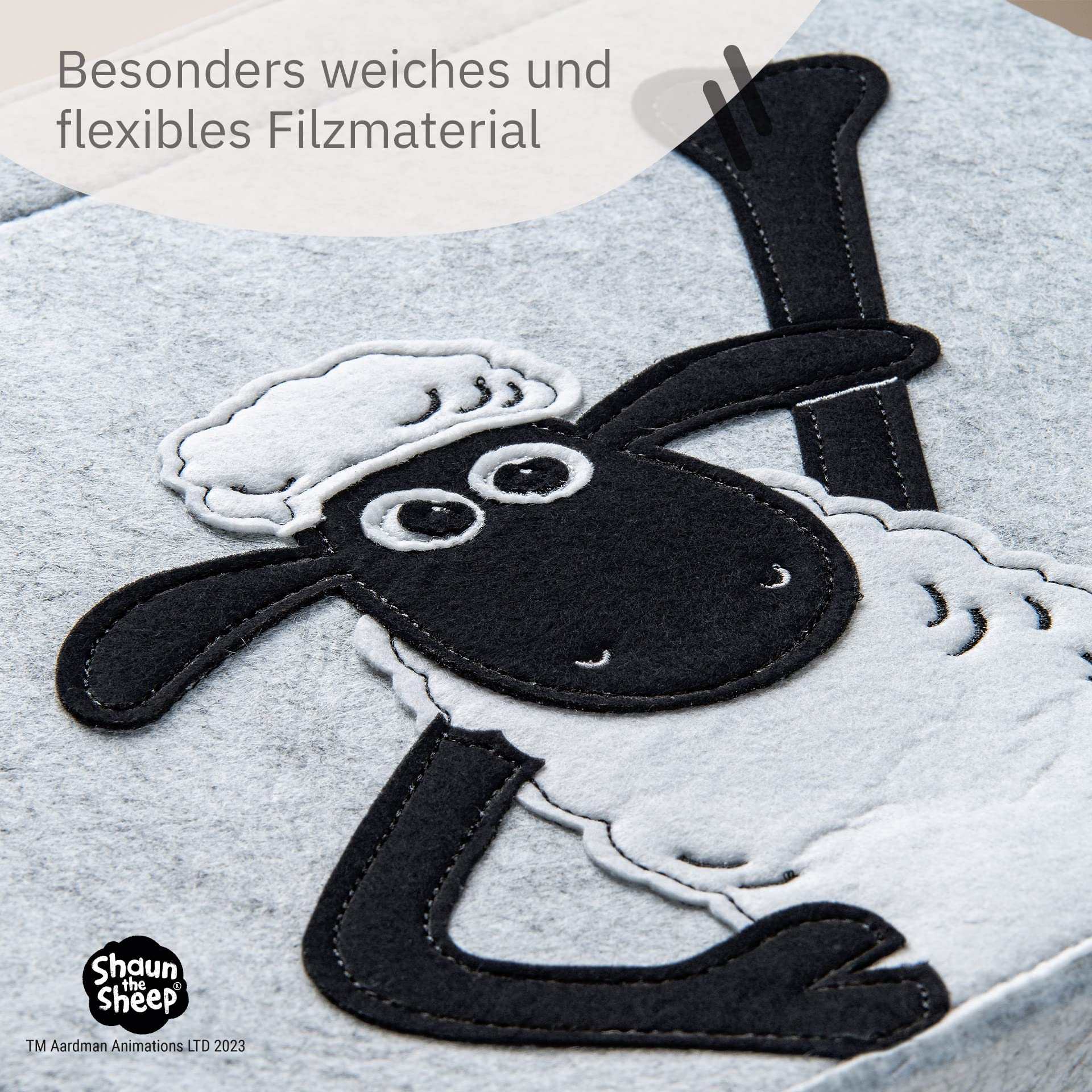 meets Shaun das Schaf Aufbewahrungsbox für Kinder – Filz-Box mit dem kultigen Schaf zum Verstauen von Spielzeug – 30 x 30 x 30 cm passend für klassische Würfelregale