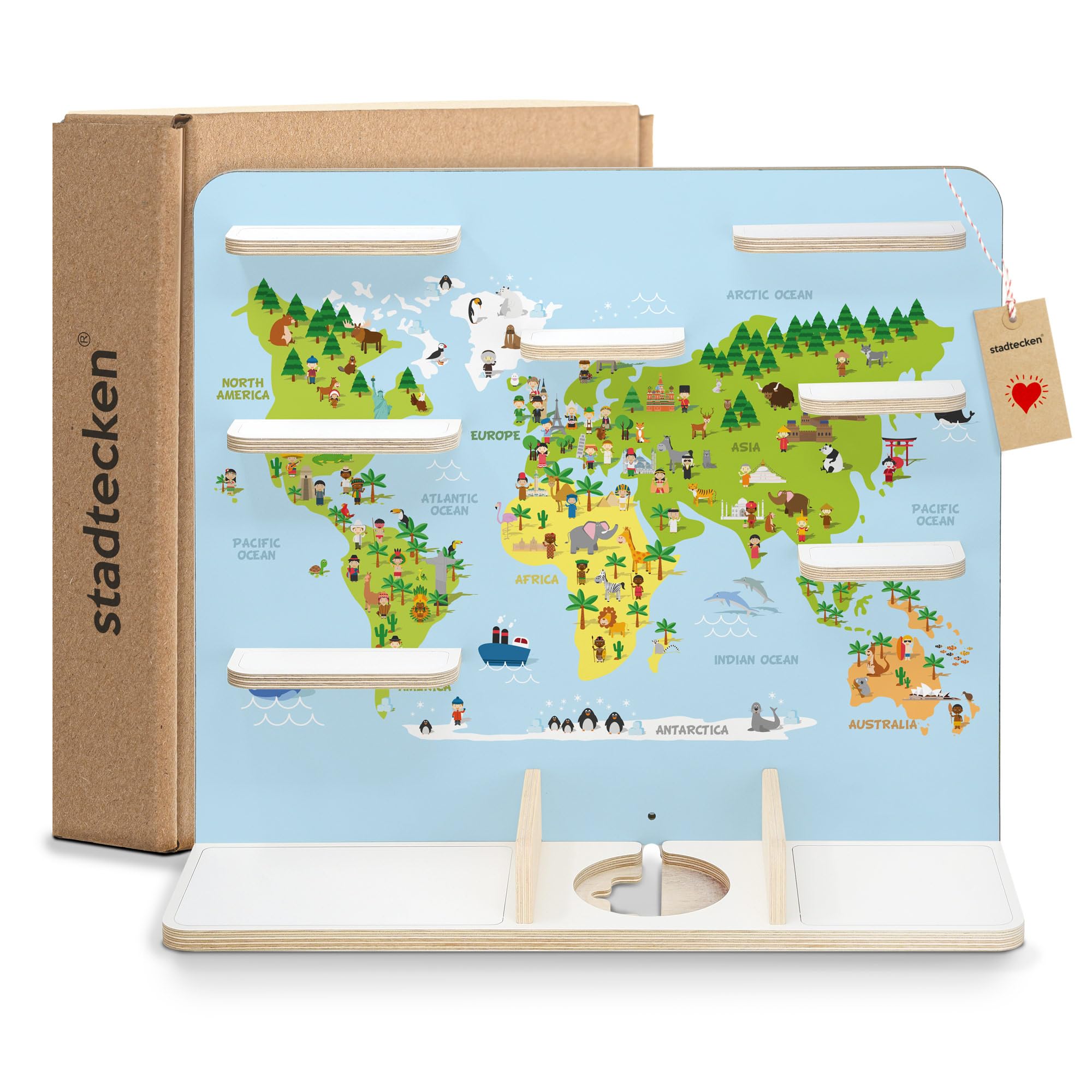 stadtecken Estantería de madera para caja de música I Adecuado para la caja Toniebox y aprox. 50 Tonies I Almacenamiento Tonie perfecto en la habitación de los niños I Para colocar de pie o colgar I