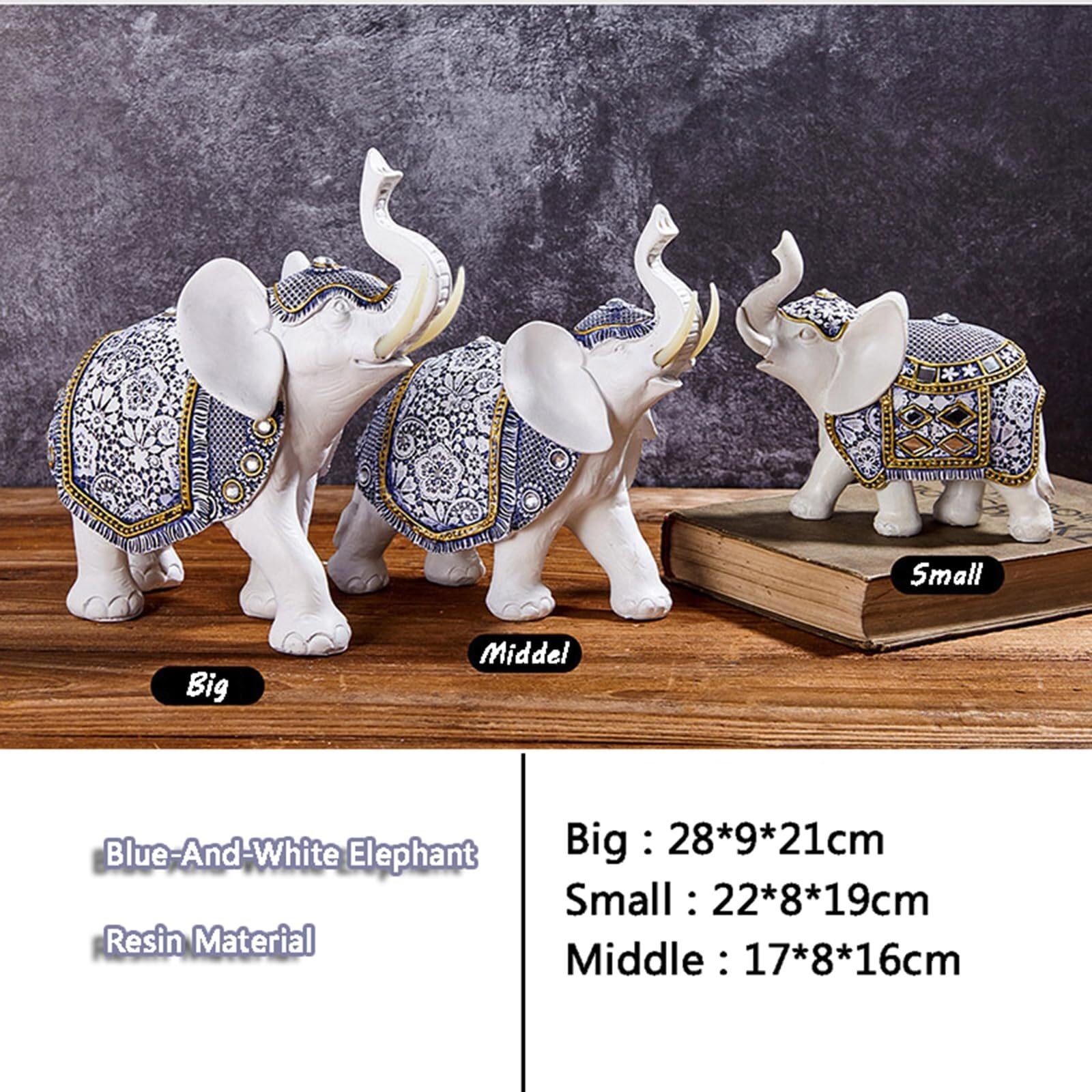 Decoración para el hogar Escultura Elefantes Decorativos Elefante Arte Estatua Decoración Figuras Decorativas(Elephant Set 3)