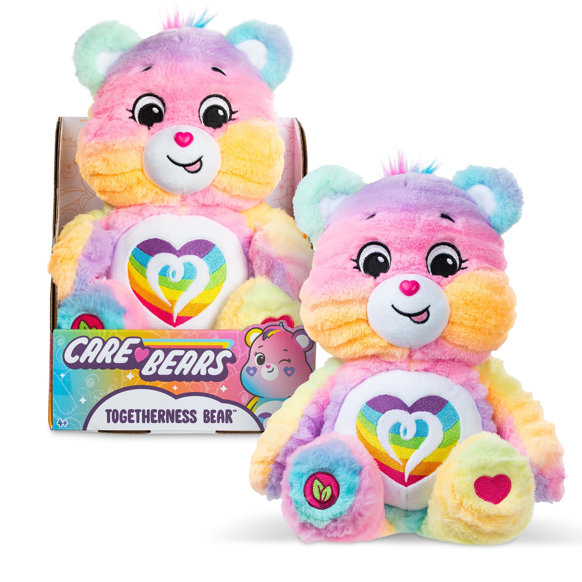 Basic Fun Care Bears 35cm Colour Splash Plush  Togetherness Bear Eco-Friendly Soft Toy with Bright Belly Badge  Vibrant Collectible for Kids & Fans
