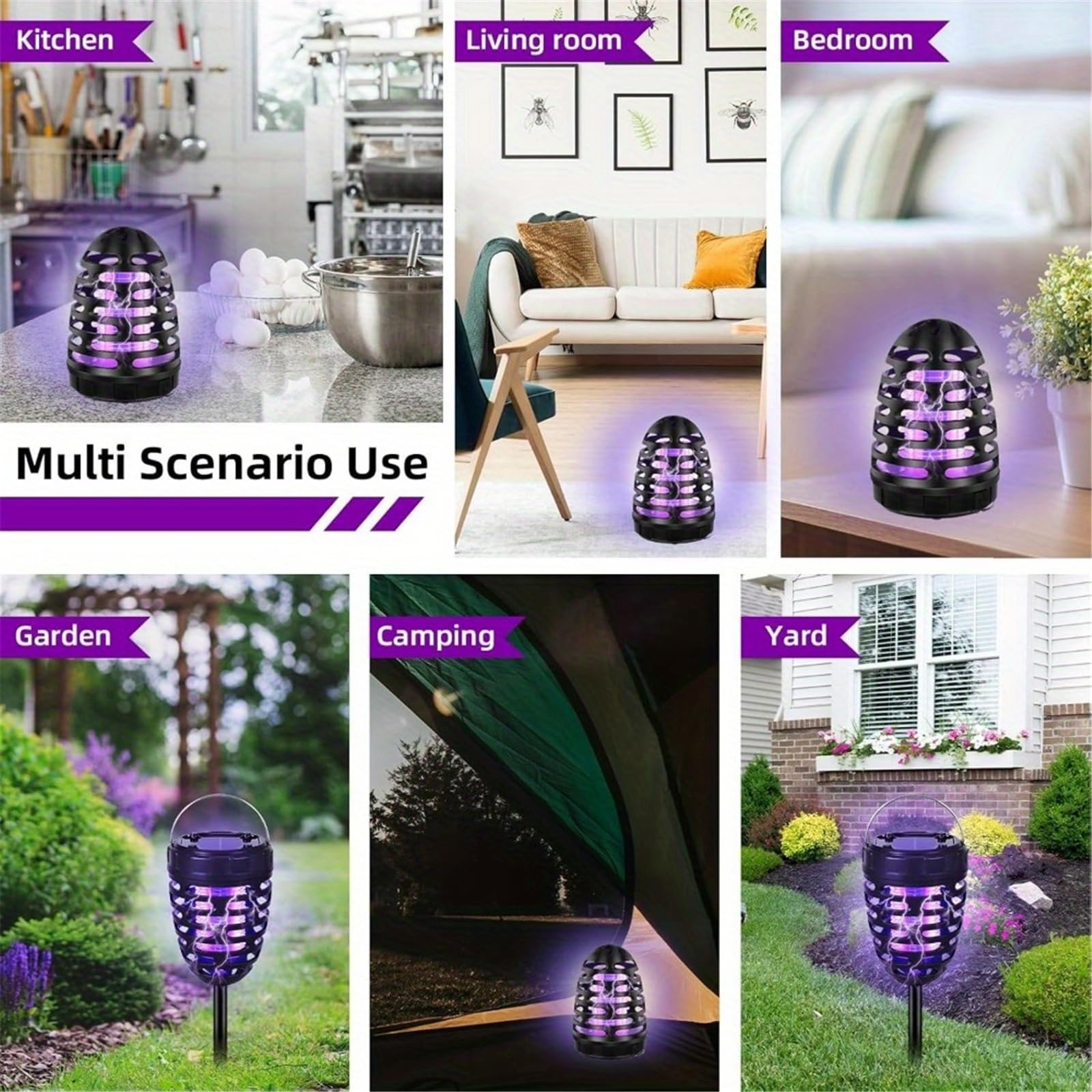 Lampada anti-zanzare solare potenziata da 2 pezzi, efficace per esterni, per patio e vialetti da giardino
