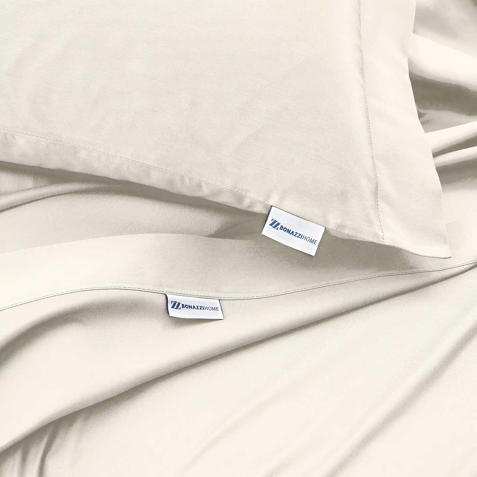 Bonazzi Home, 2 fundas de almohada de raso de puro algodón, medida 50 x 80 cm, 100% Made in Italy (marfil)