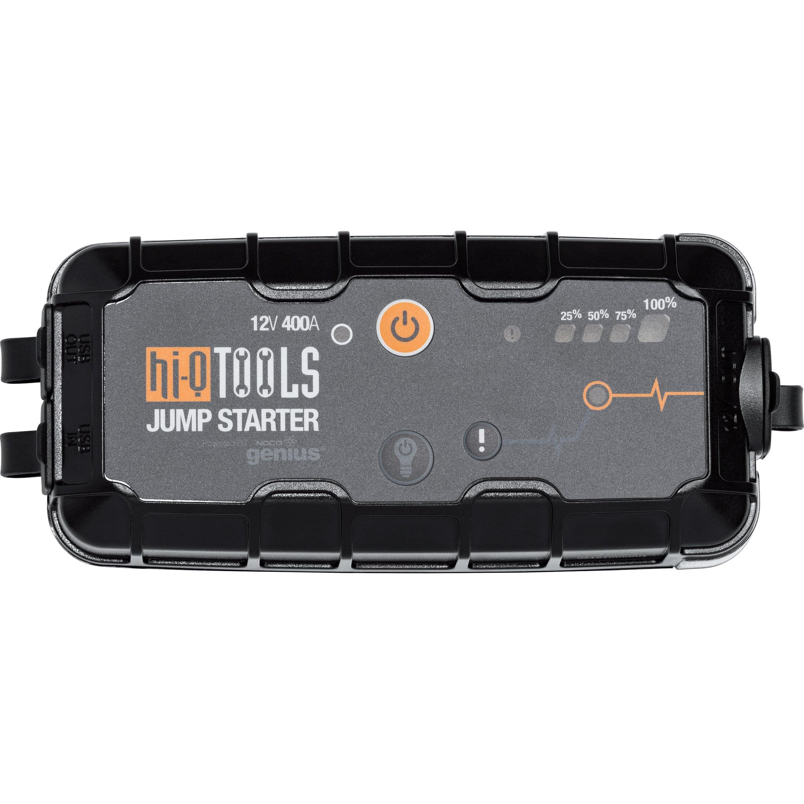 Hi-Q Tools KFZ Ladegerät Autobatterie Auto Motorrad Ladegerät Starthilfegerät/Powerbank PM400, 12V, 400A, 24Wh, Unisex, Multipurpose, Ganzjährig, Plastik, schwarz