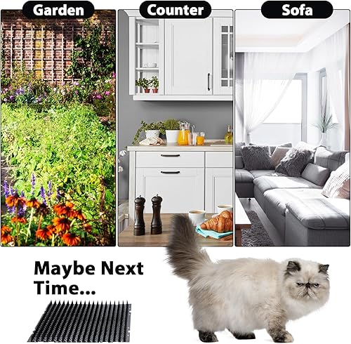 Miniatura 3 de Paquete de 16 tapetes repelentes de gatos para exteriores, gatos y perros, tapetes de plástico con pinchos flexibles, disuasorios, tapete de