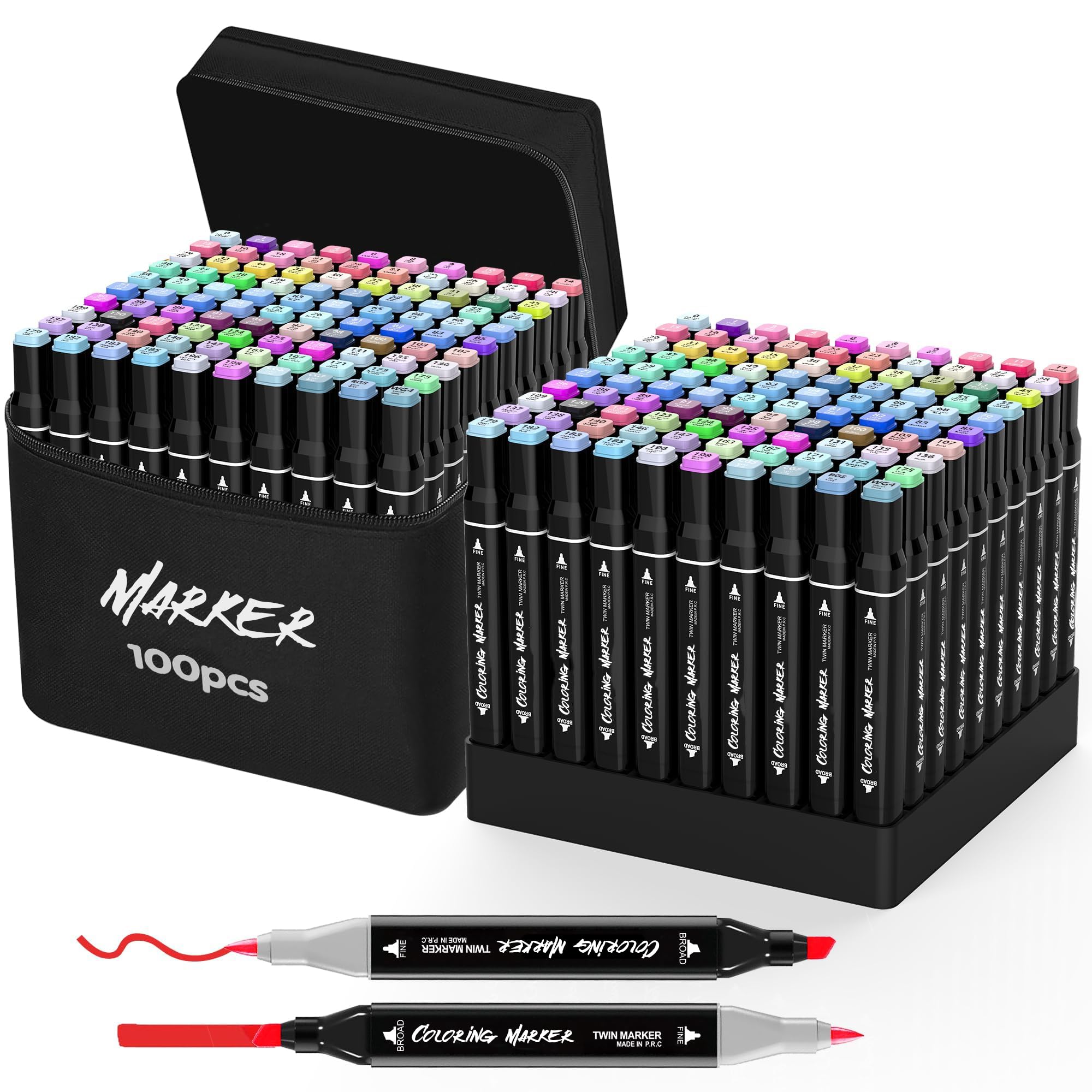 KJSHUANGTANG Alcohol Markers, 100 Colors Dual Tip Art markers, Drawing Markers, Coloring Marker for Sketching Adult Coloring