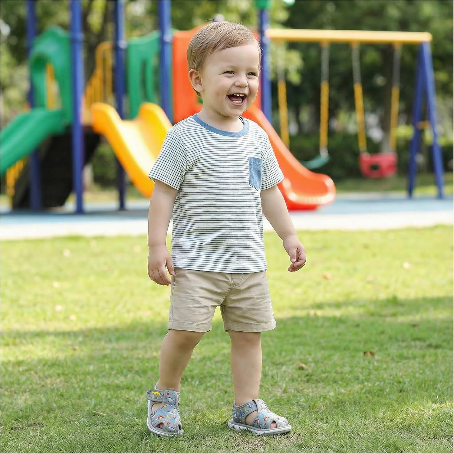 Baby Boy Girl Summer Sandals Infant Squeaky Shoes Lightwight Non-Slip Toddler First Walkers