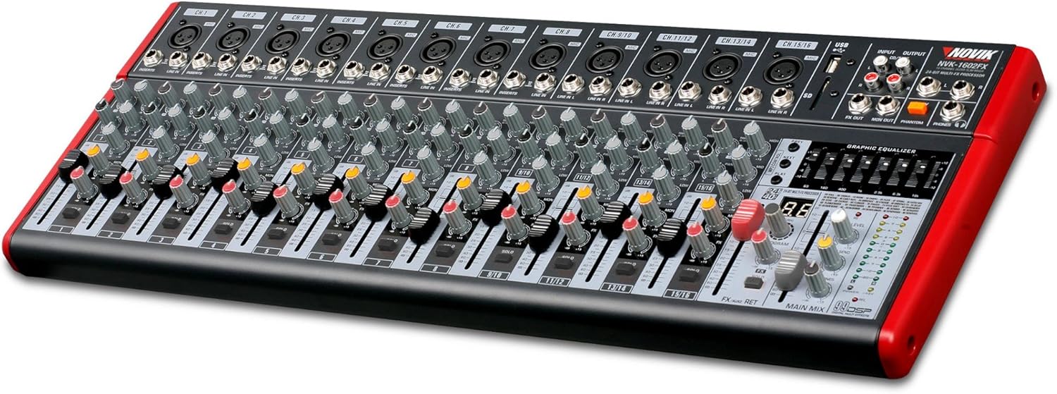 MIXER NVK 802FX 8 Channel Ultra-Slim 5 channels with pre-amplifiers of Mic and Phantom Power 48v 3 channels Stereo