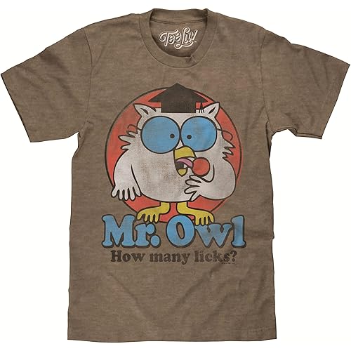 Tee Luv Men's Mr Owl How Many Licks Shirt - Vintage Tootsie Pop Graphic T-Shirt