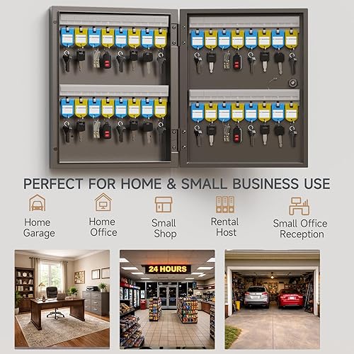 Miniatura 6 de Organizador de gabinete de 32 llaves, caja de seguridad, almacenamiento de seguridad para valets, hoteles, llaves de coche y casa, caja de llaves