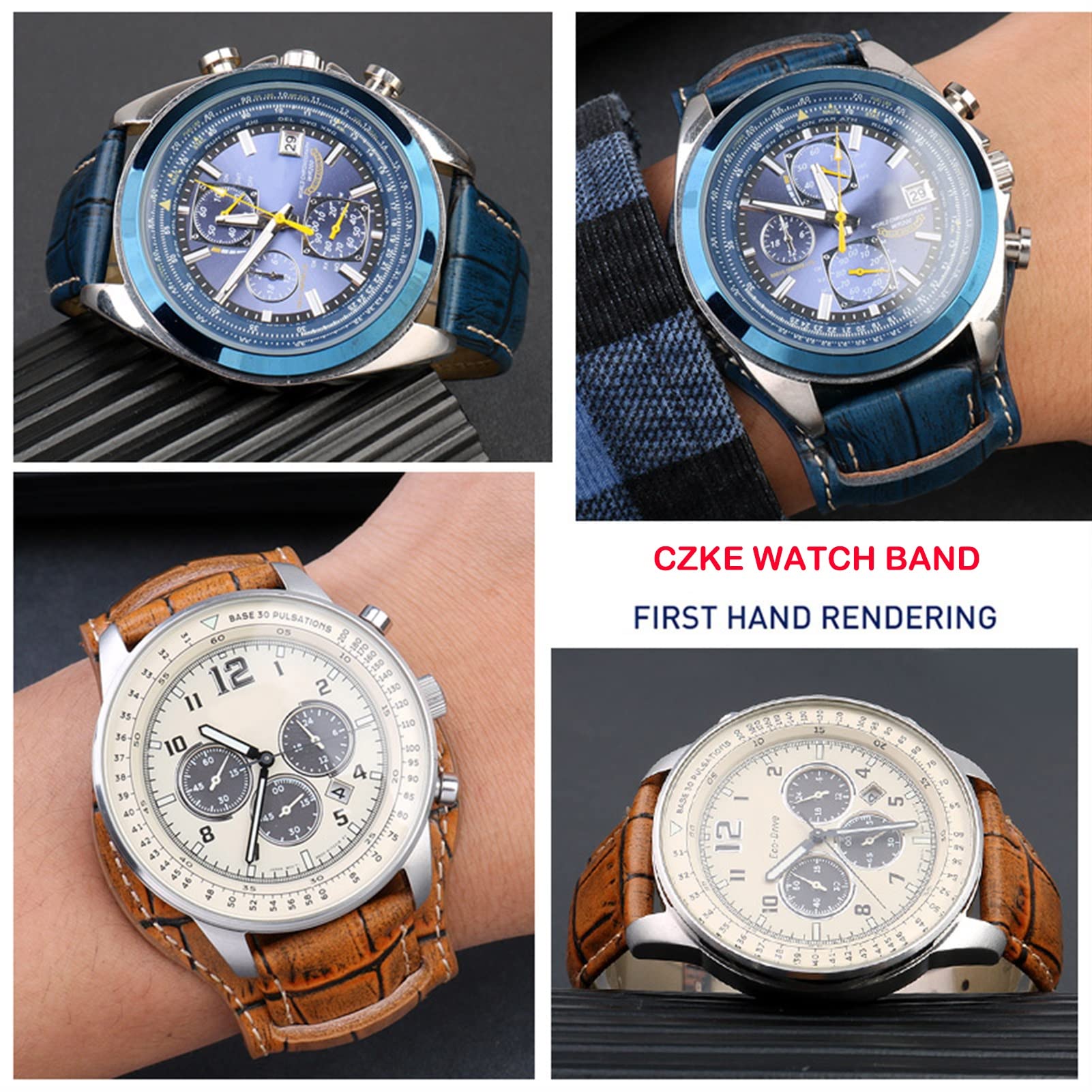 Echtes Leder Uhrengurt 20mm 22 mm Herren Uhrband mit Mattenhandwerken Band handgefertigtes Armband