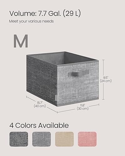 Miniatura 6 de SONGMICS Cubos de almacenamiento, 15.7 x 11.8 x 9.5 pulgadas, cubos de tela no tejida con asas dobles, juego de 3, organizadores de armario para