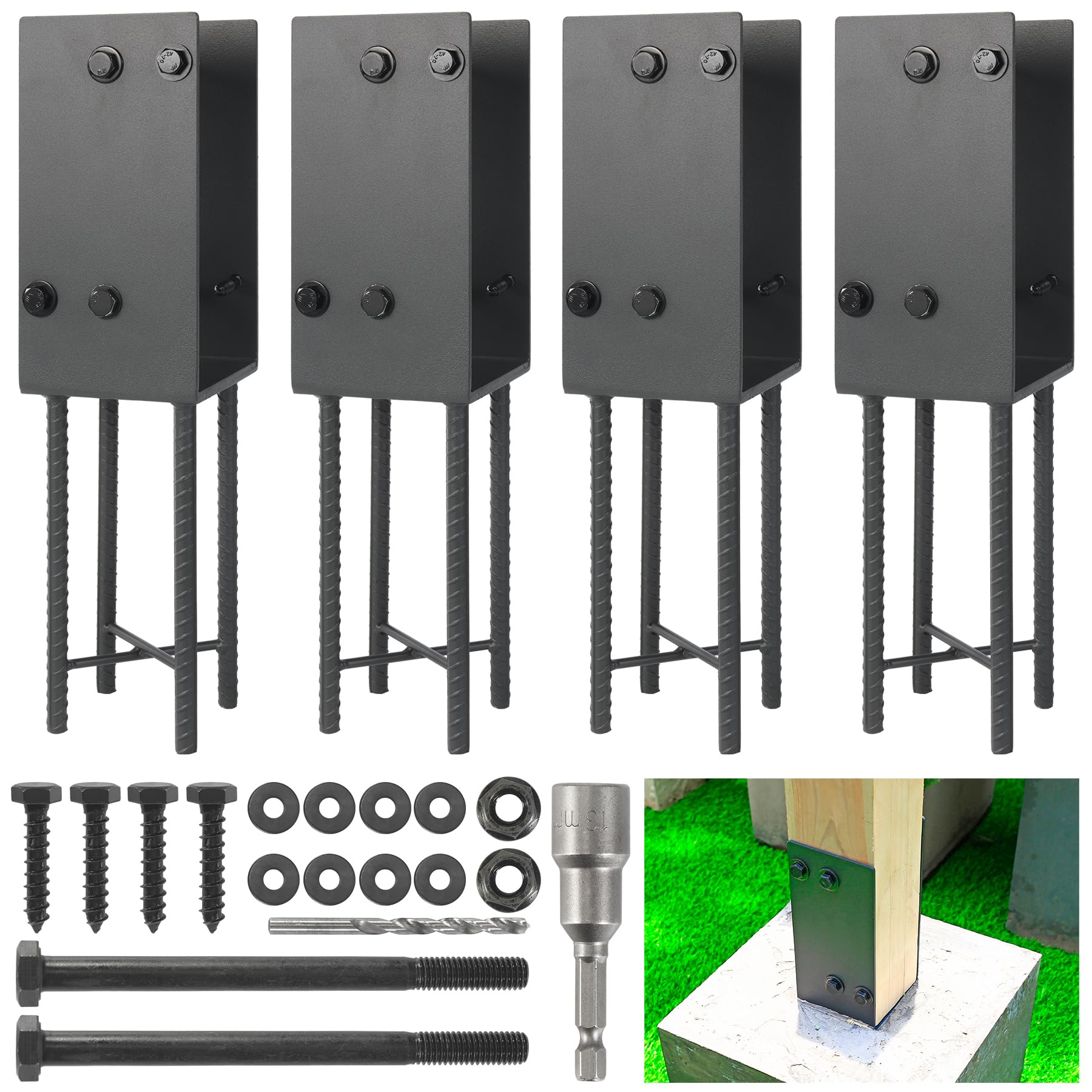 ITeVe.GD Post Base For 4x4 Wood – Heavy Duty Galvanized Steel Anchor For Deck, Fence & Patio - View #11
