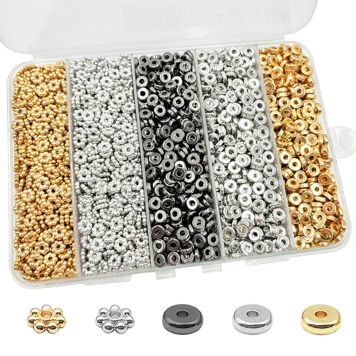 Sponsored Ad - 6mm Flat Round Spacer Beads, Clay Beads for Bracelets Making Kit, Heishi Polymer Flat Disc Spacer Beads for Jewelry Making, Clay Beads for Jewelry Making Gold Beads Silver (2000pcs)