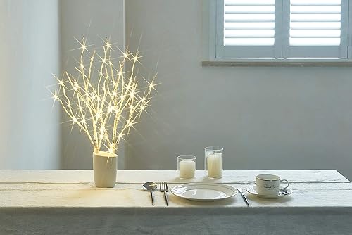 Miniatura 3 de Fudios Ramas de abedul iluminadas de 18 pulgadas, 70 luces LED blancas cálidas con temporizador, funciona con pilas, para decoración de Navidad,