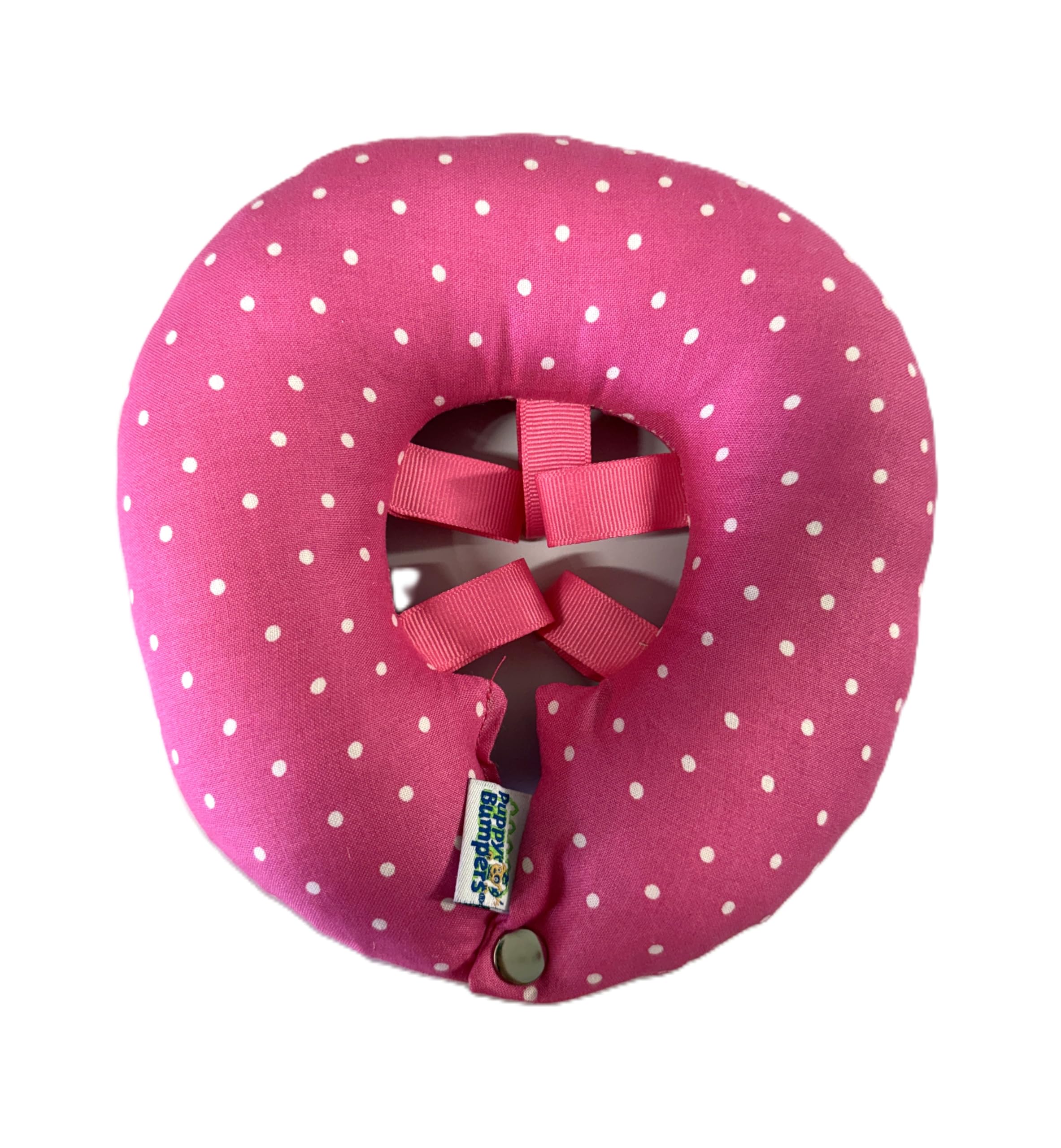 Puppy Bumpers Pink Dots Up to 10"- Made in USA 100% Cotton Stuffed Safety Fence Collar to Keep Your pet Safely on The Right Side of The Fence.