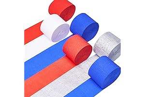 PartyWoo 492ft Crepe Paper Streamers for USA American Decorations 4th of July...