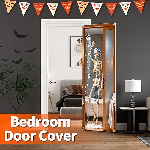 Miniatura 4 de Cubierta de puerta de Halloween para baño, decoración divertida de puerta para accesorios de fotos de fiesta, decoración de fondo de Halloween de