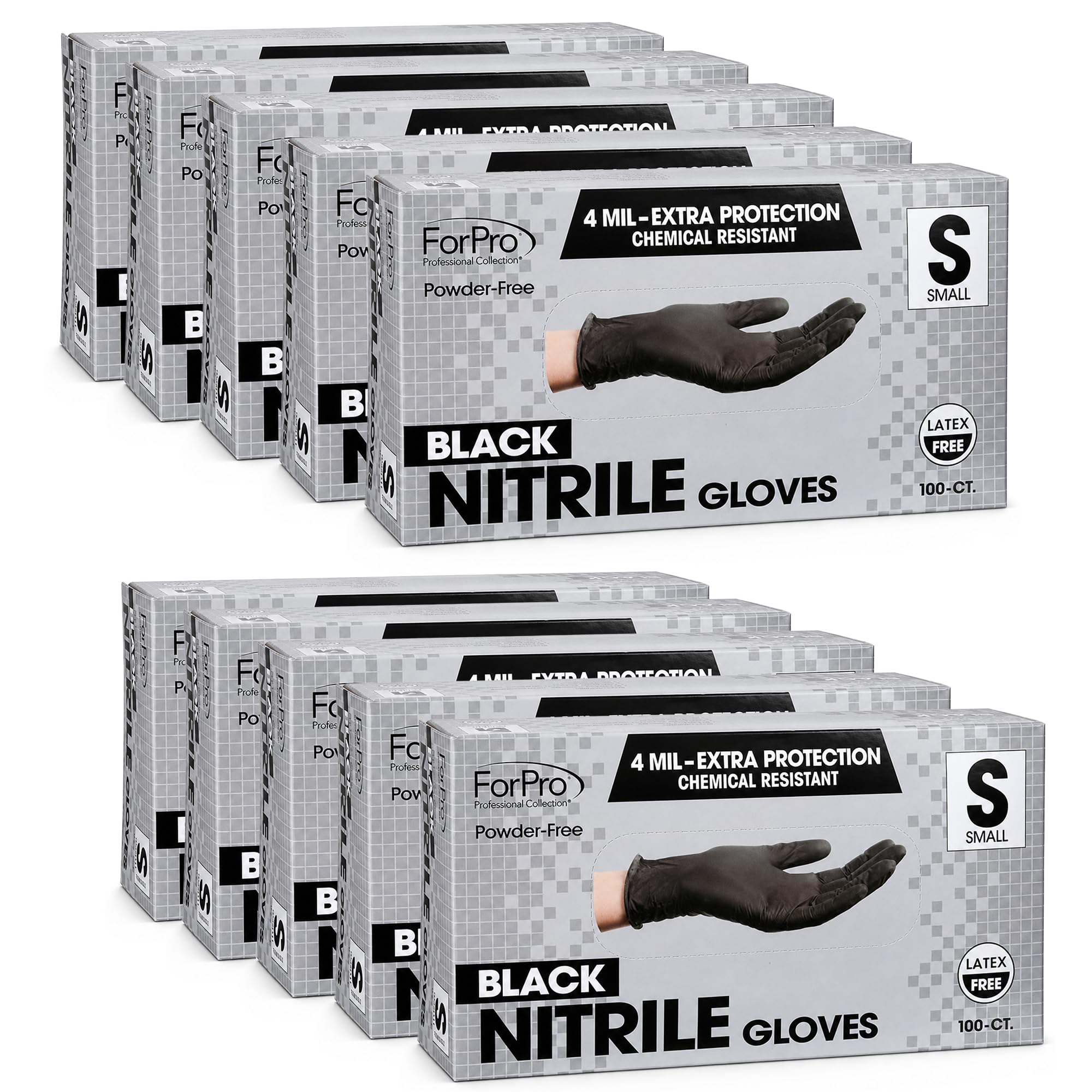 ForPro Disposable Nitrile Gloves, Chemical Resistant, Powder-Free, Latex-Free, Non-Sterile, Food Safe, 4 Mil