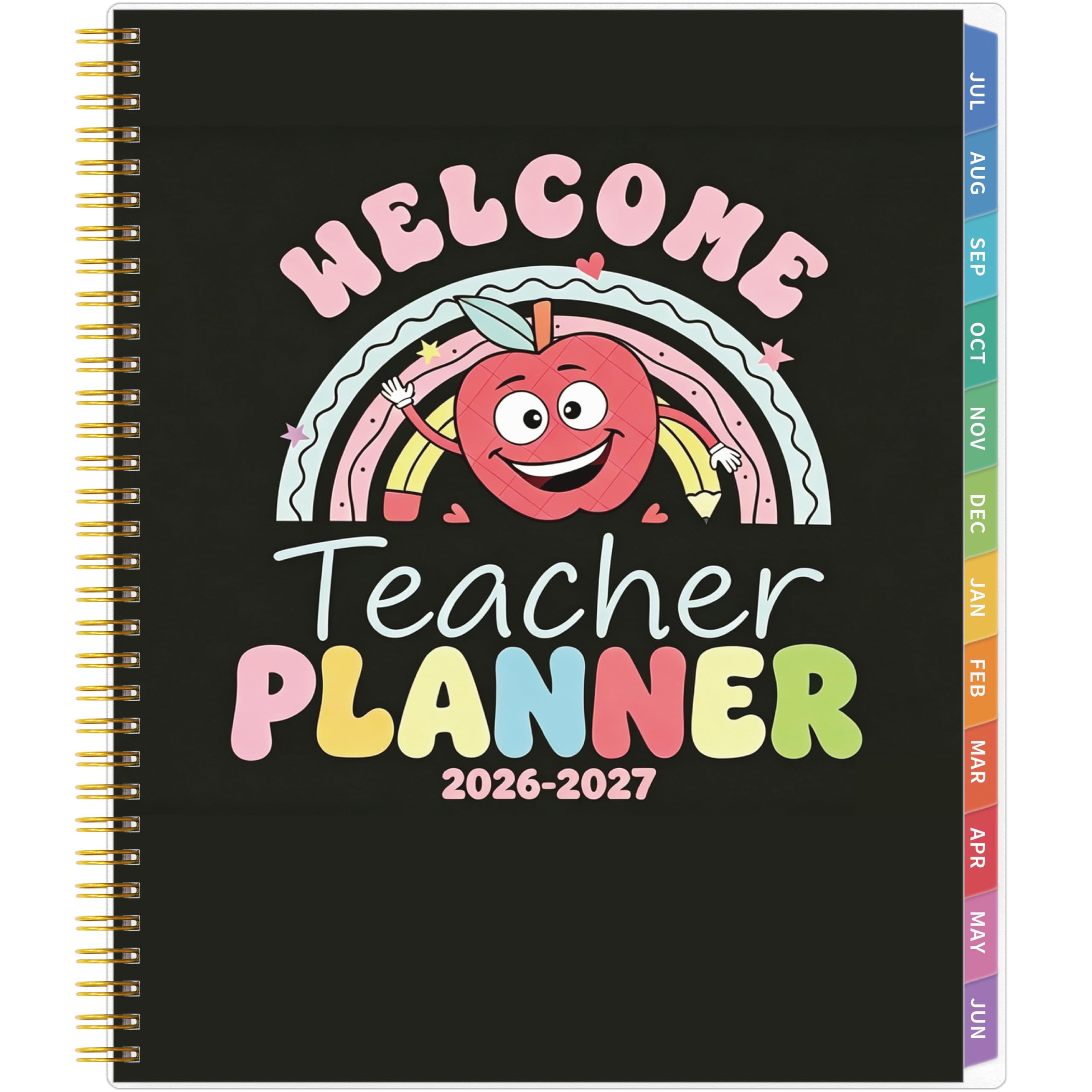 Lehrerplaner 2026–2027, Lehrerplaner für das akademische Jahr, Juli 2026–Juni 2027, Unterrichtsplaner 2026–2027, Homeschool Planbuch, 21,6 x 27,9 cm mit Registerkarten und Tasche, flexibler Einband