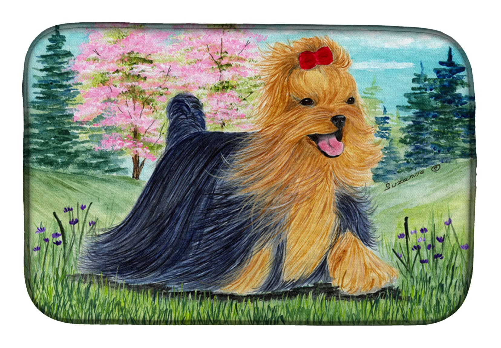 Tapis de séchage vaisselle Yorkie compact absorbant pour comptoir de cuisine