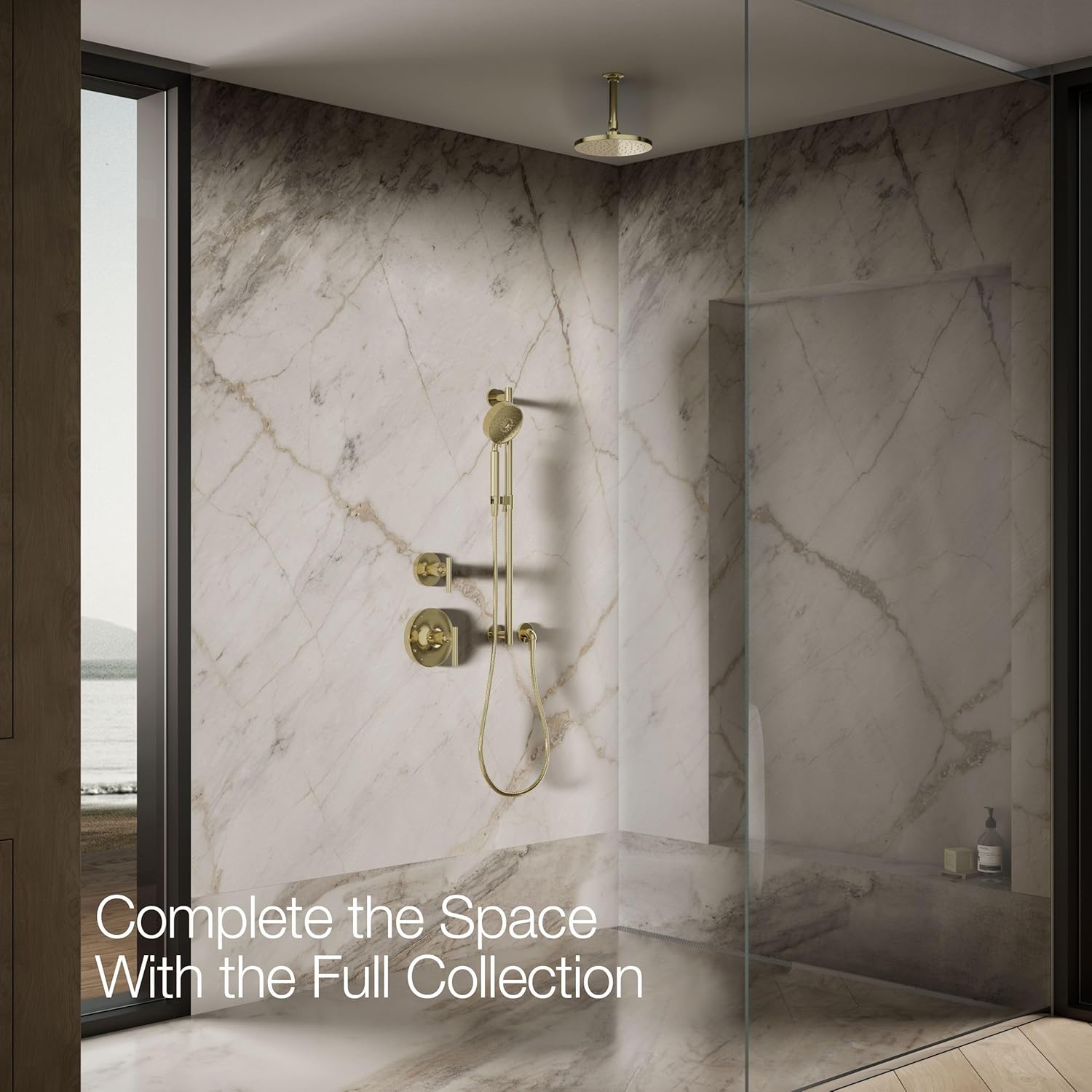 Kohler 13688-AF Contemporary Round 8" single-function rainhead, 2.5 gpm, Vibrant French Gold