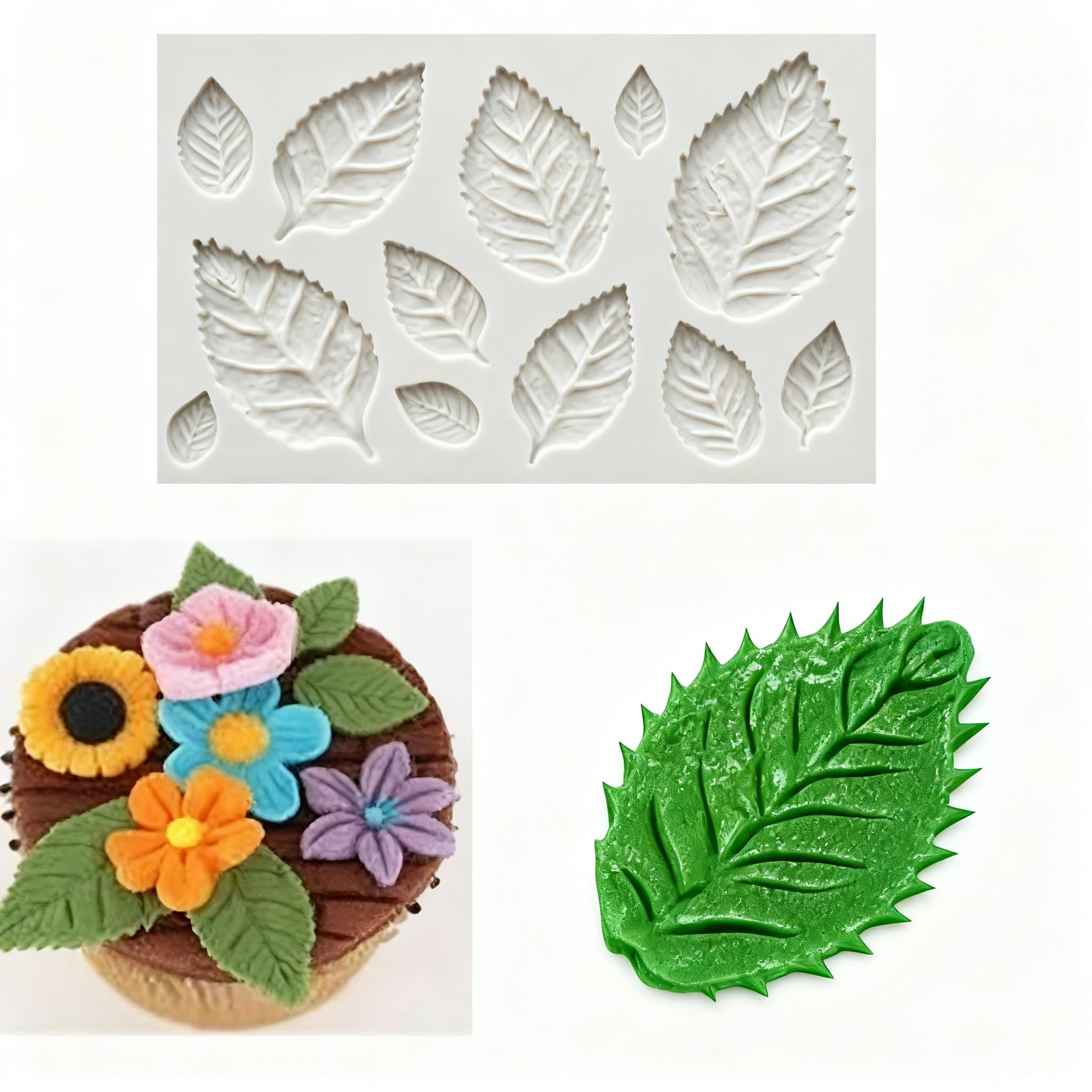 FdcLixuvol Fondantkuchenform Blätter, 5 Stück 3D  Produktbild-Vorschau 1