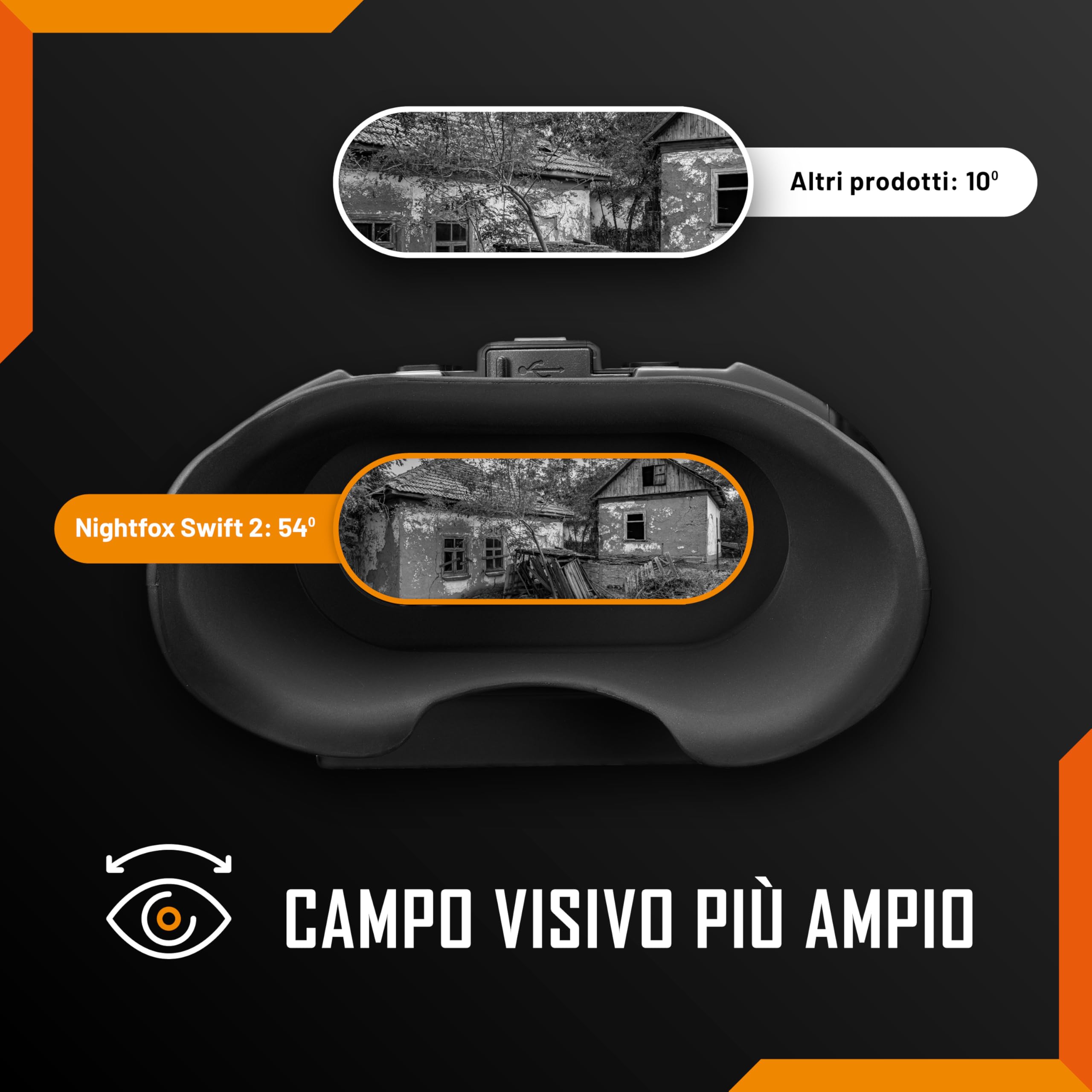 Nightfox Swift 2 Occhiali Visione Notturna | Montaggio sulla Testa | Ingrandimento 1x | 1080P HD | Ricaricabile USB | Binocolo Visione Notturna Digitale a Infrarossi