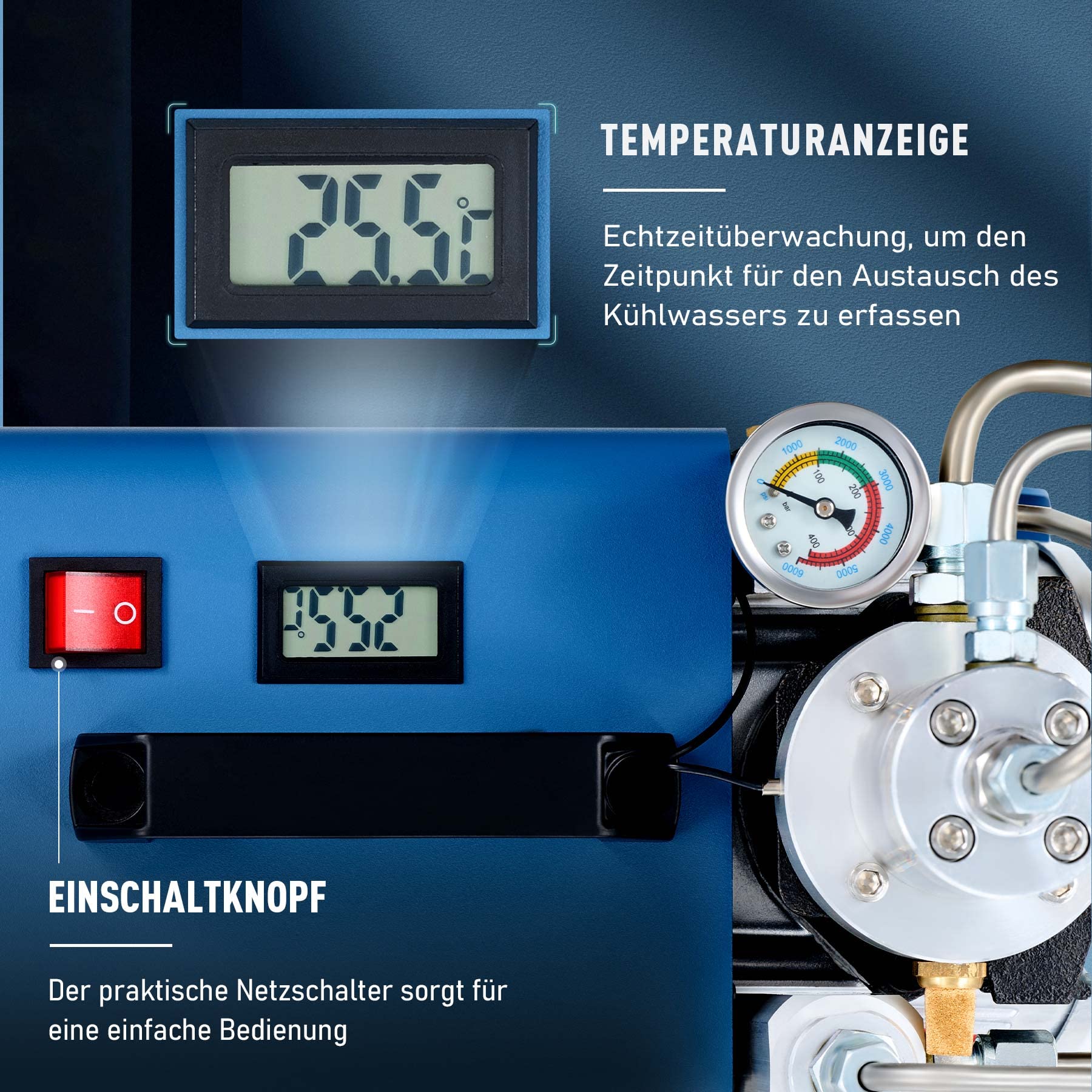 CREWORKS PCP Kompressor 300bar Kompressor Hochdruck Hochdruckluftpumpe 1800W 30Mpa 4500PSI Elektrischer Luftkompressor PCP-Luftpumpe für Druckluftpistole (Ohne voreingestellten Druck)