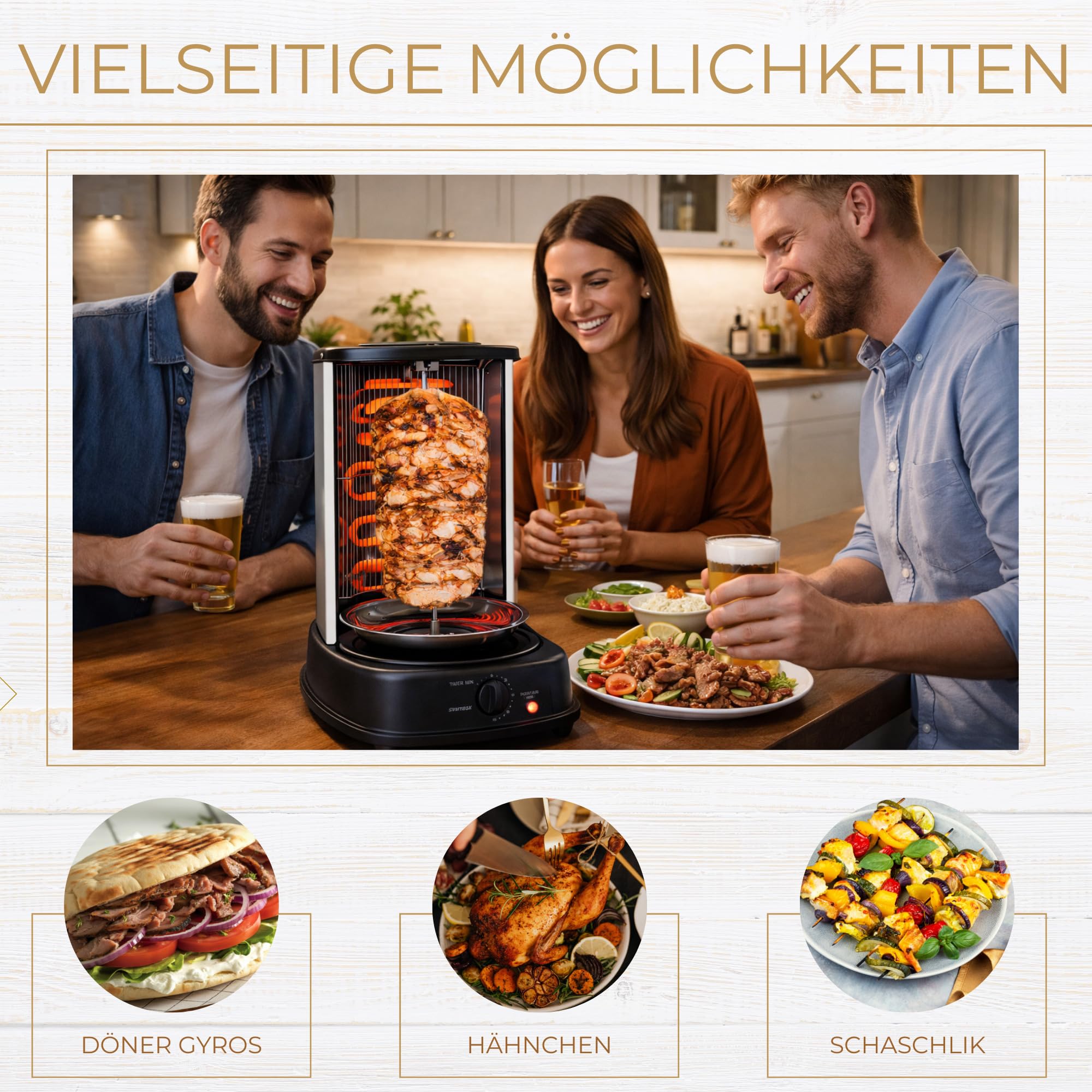 Syntrox Germany Chef Grill RO-2000W-21 L BSS Dönergrill Gyrosgrill Hähnchengrill