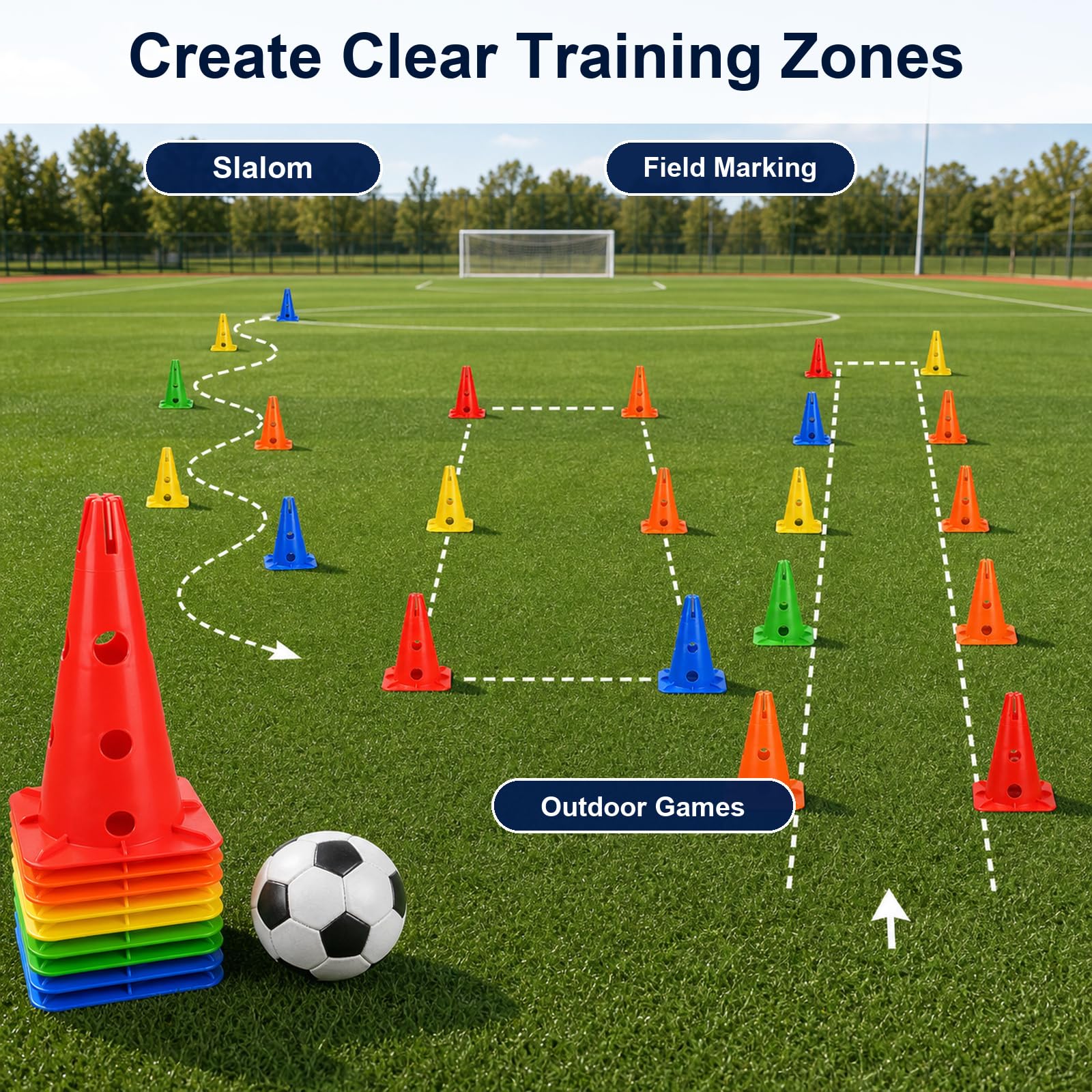 5 Piezas Conos de Entrenamiento,Conos de Entrenamiento Futbol,Conos de Tráfico Plástico,Conos Entrenamiento Deportivo,Conos de Slalom Patinaje Entrenamiento,para Aire Libre,Eslalon,Fútbol