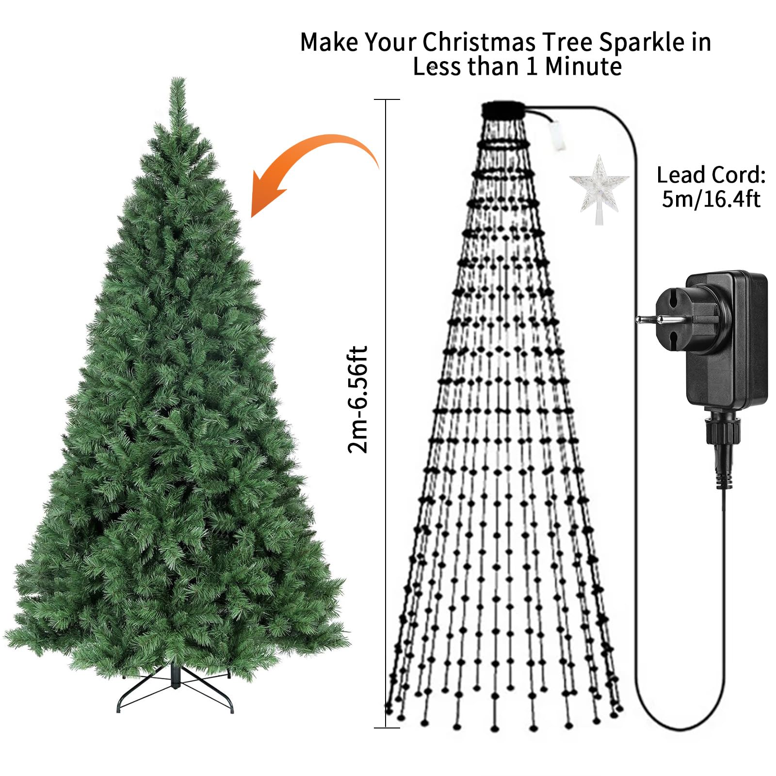 ZWOOS 400 LED Luci Albero di Natale Smart, RGB Luci Per Albero di Natale, Personalizza Motivi, Colori e Testo, 29 Motivi Incorporati, Controllo APP/Telecomando, Plug Power, Altezza 2 m