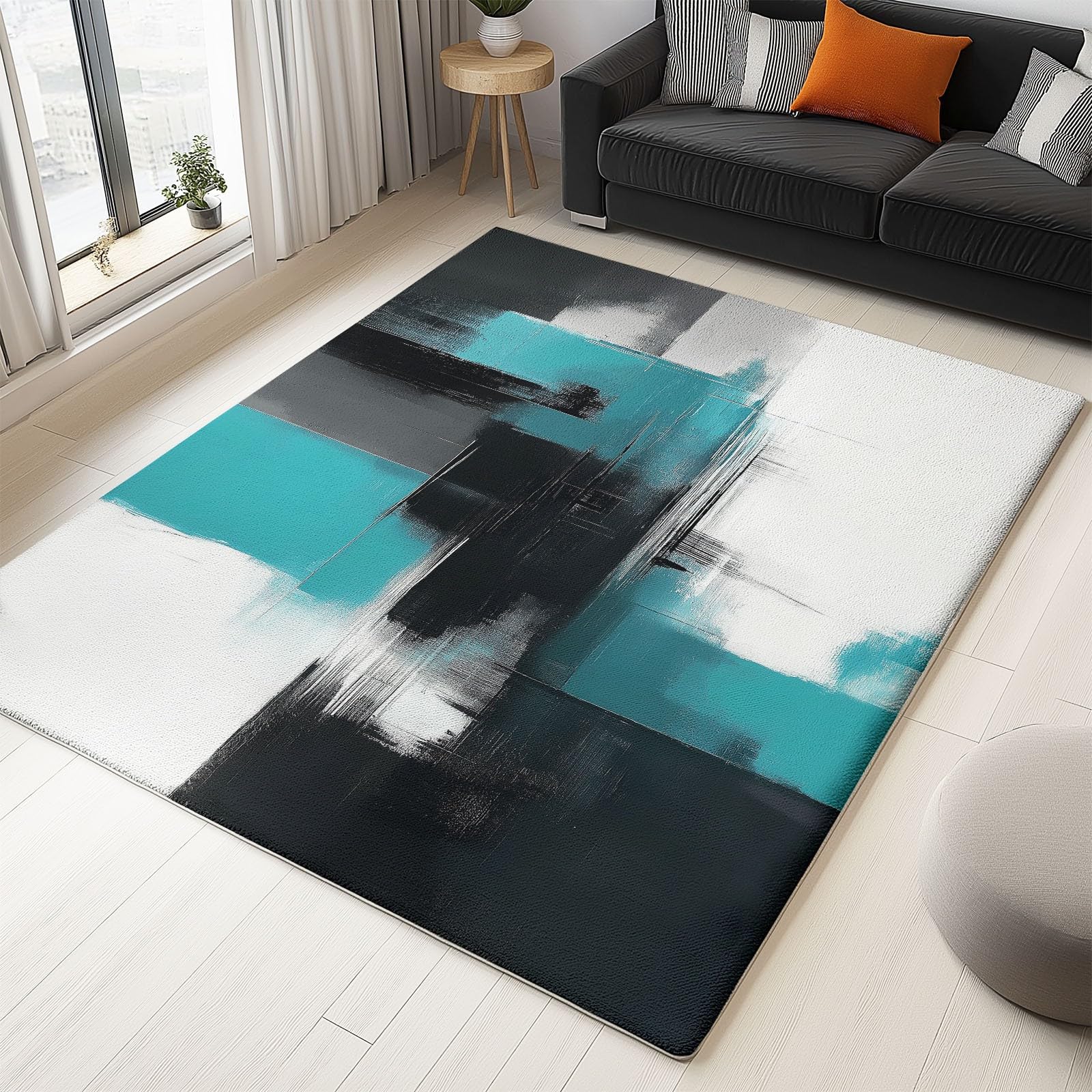 Dywan do salonu sypialnia jadalnia biuro abstrakcyjne geometryczne kolorowe klocki dywan sypialnia można prać w pralce 80 x 150 cm antypoślizgowy dywan krótkie włosie miękki lekki wytrzymały biały