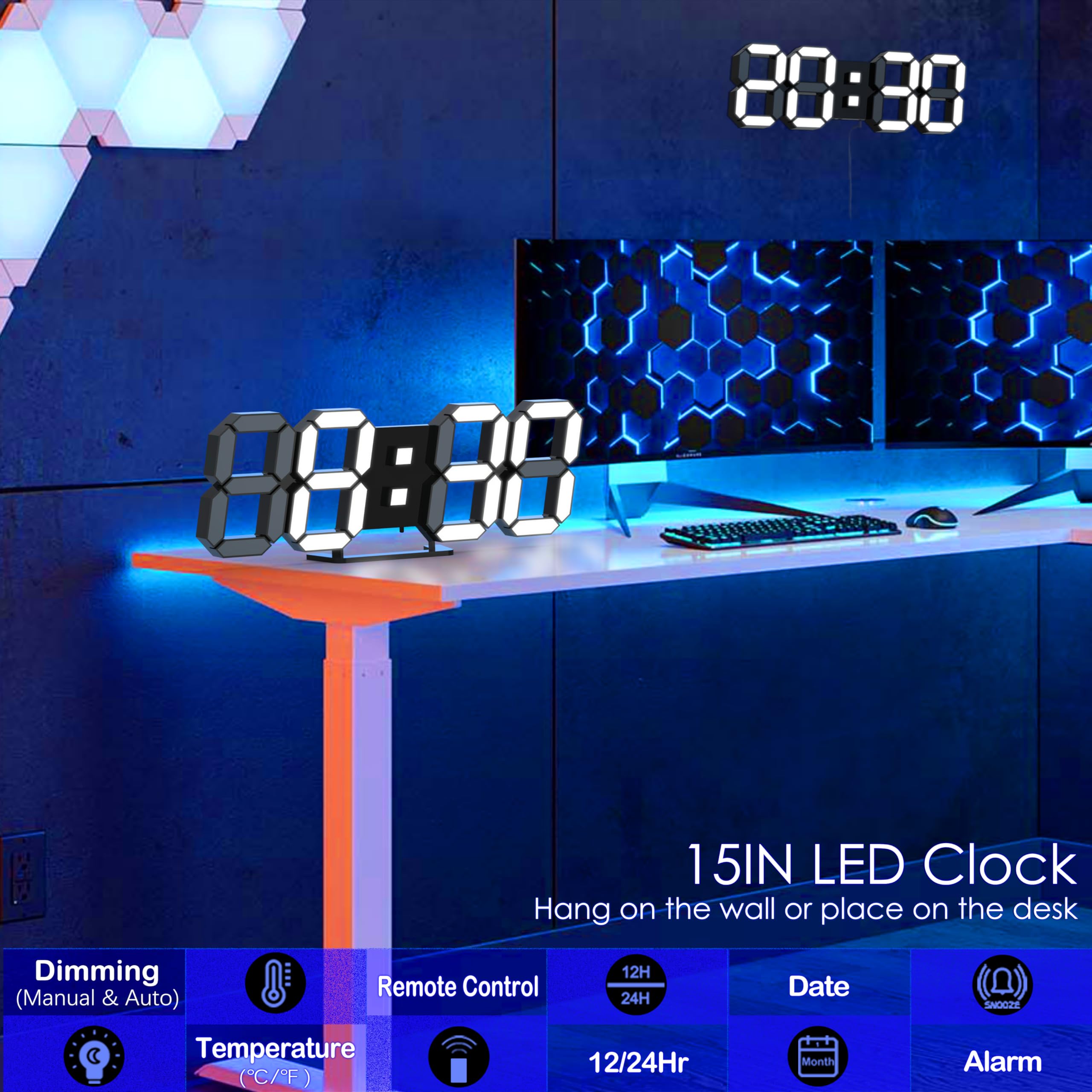 Snapklik.com : KOSUMOSU Digital Clock Large Display 15