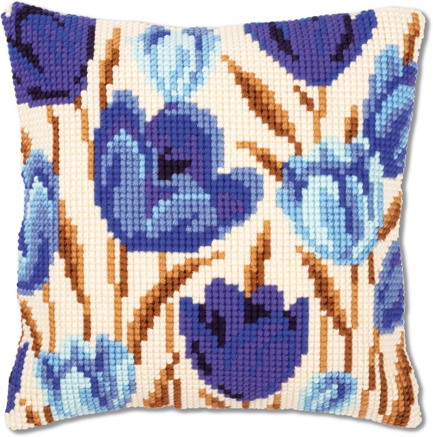 Nahuigood 11Ct Pre-Printed Embroidery Kit,Tulip 45X45cm Diy Embroidery With Printed Pillow Pre-Printed Cross-Stitch Embroidery Cushion Cover